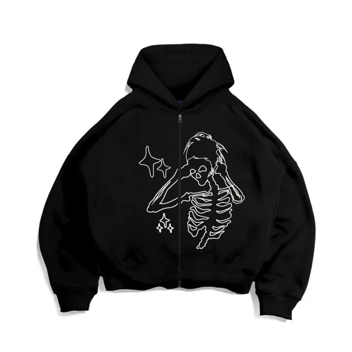 YanisaStore/ Double Zip Hoodie Boxy oversize Fillingstreet - Wise - XL terbaru