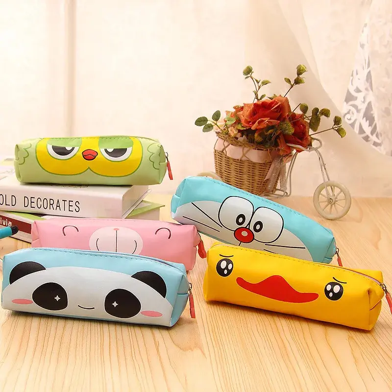 Animal School Pencil Cases PU Kawaii Stationery 2020 Hot Sale Custom Logo Cartoon Cute Pencil Bag Schools & Offices Plastic Soft