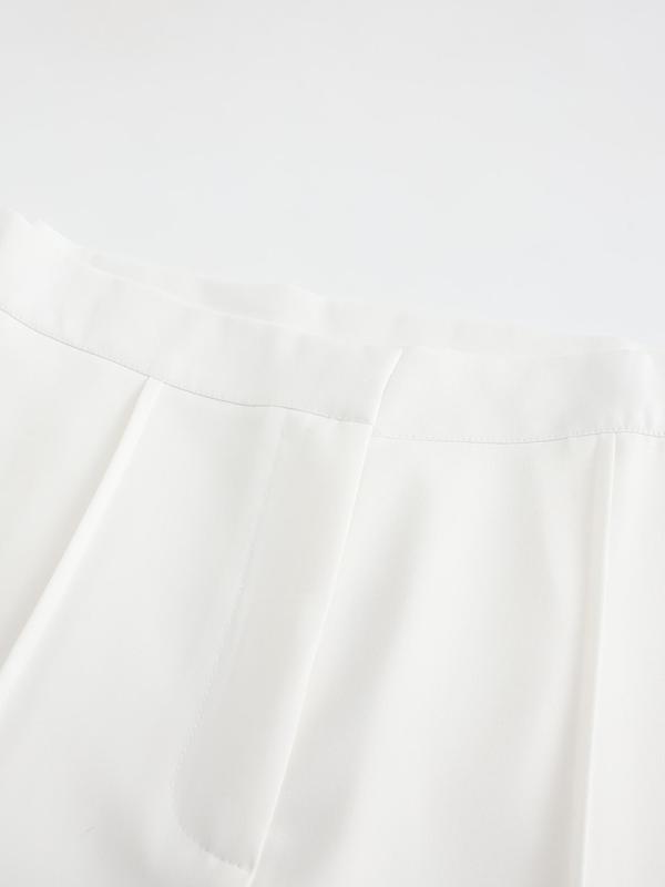 Women's Plain High Rise Wide Leg Pants, Elegant Formal Solid Trousers for Work Office Business, Ladies Bottoms for Spring & Fall 6