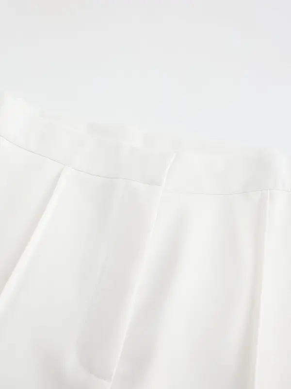 Women's Plain High Rise Wide Leg Pants, Elegant Formal Solid Trousers for Work Office Business, Ladies Bottoms for Spring & Fall 6