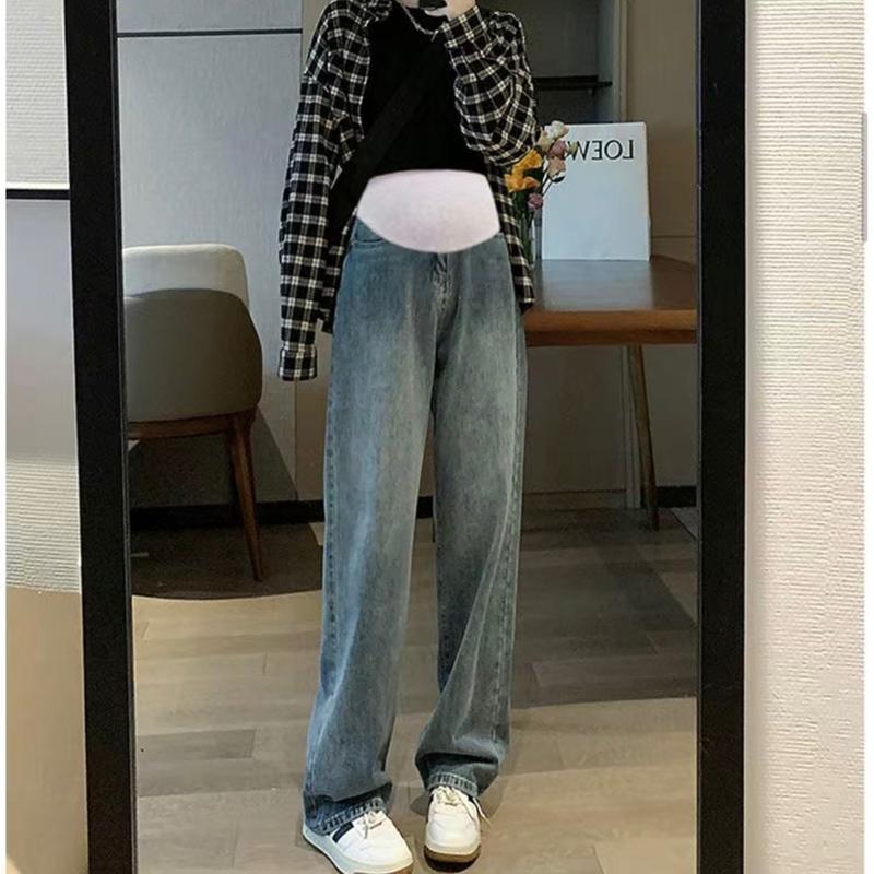 Quần jeans bầu quần ống rộng suông thẳng siêu đẹp mẫu mới Thai sản Váy Bầu Đầm Bầu Voi Dài Tay