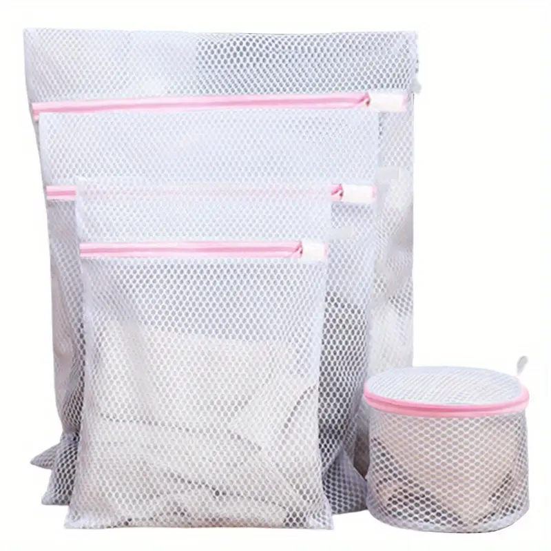 4pcs/set Laundry Mesh Bags With Zippers, Durable Wash Bags For Delicates, Underwear, And Clothes, Suitable For Washing Machines Accessory