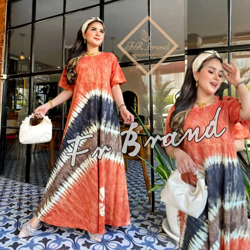 DASTER KAOS KATUN JUMBO LENGAN PENDEK HOMEDRESS PANJANG BUSUI ADEM Wanita Bumil Motif abstrak 3