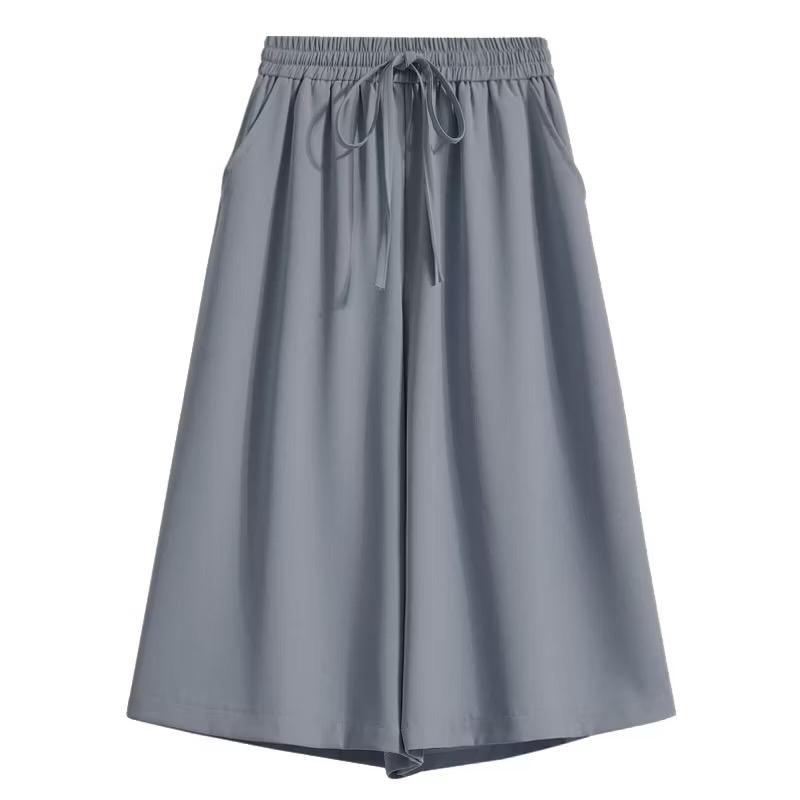 Quần lửng kiểu váy cạp chun bigsize dây buộc nơ trang trí phong cách Hàn Quốc trẻ trung mặc mọi dịp thoải mái 40-75kg QL83 Nữ Women Bo Chun chân  váy quần ngố quần thun ống rộng có  Voi Voan quan sooc xinh