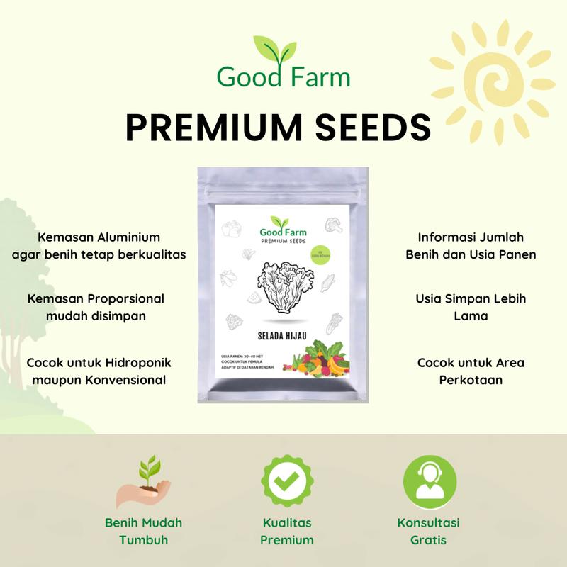Benih premium selada hijau kemasan urban farming 0