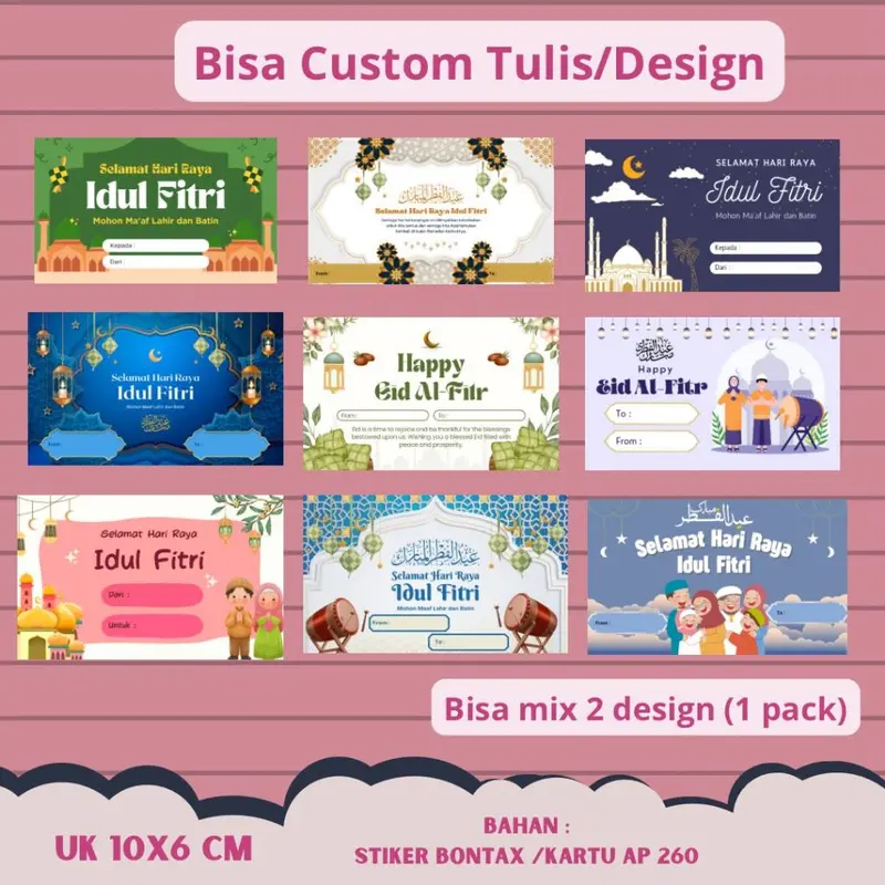 STICKER/KARTU UCAPAN IDUL FITRI - GREETING CARD IDUL FITRI -UCAPAN IDUL FITRI - GIFT CARD IDUL FITRI - KARTU UCAPAN SELAMAT HARI RAYA IDUL FITRI LEBARAN - SETICKER UCAP[AN SELAMAT HARI RAYA IDUL FITRI - STICKER HAMPERS, NASI KOTAK, KUE KERING LEBARAN 1