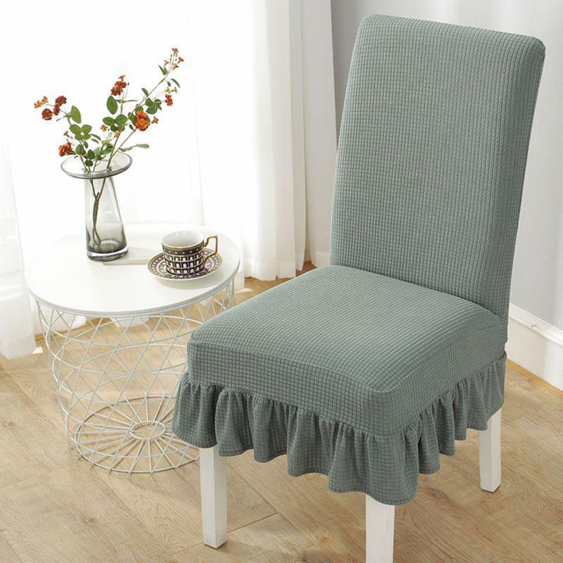 Skirt Chair Cover Dining Stretchable Universal Knitted Thick Elastic Antifouling Seat Cushion 5