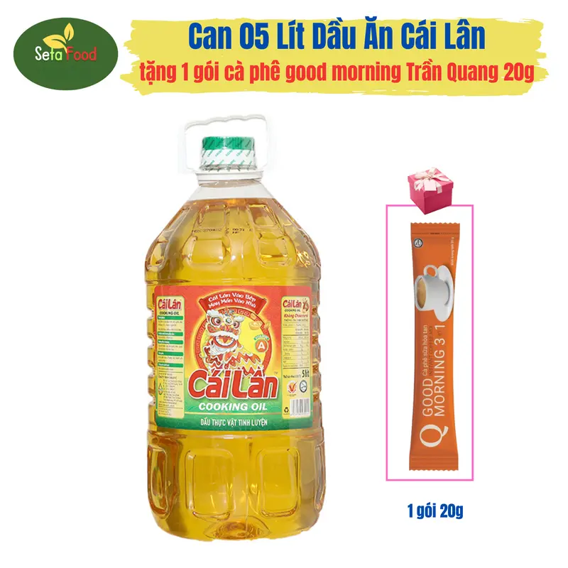 Dầu Ăn Cái Lân Can 5 Lít + 1 gói cà phê ống good morning Trần Quang 20g 0