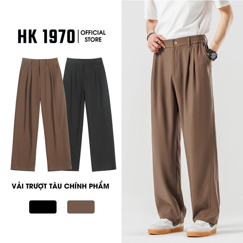 [ GIÁ MỞ BÁN ] Quần Tây Nam, Quần Âu Nam Ống Rộng HK1970 Vải Trượt Tàu Ống Suông Rộng Cao Cấp Dày Dặn Chống Nhăn Q198 Ong Menswear Pants 2025
