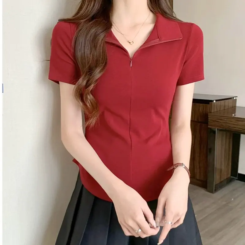 40-105KG Áo Polo Khóa Kéo Cổ Vạt Bầu Tạo Eo Thon Cho Nàng Bigsize Top Women Voi Nhung Jean 5