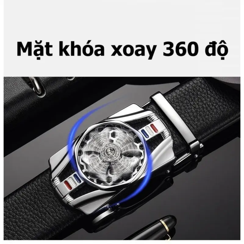 Thắt Lưng NamGiá Sốckhóa tự động cao cấp, dây nịt nam mặt xoay 360 độ thể thao 2