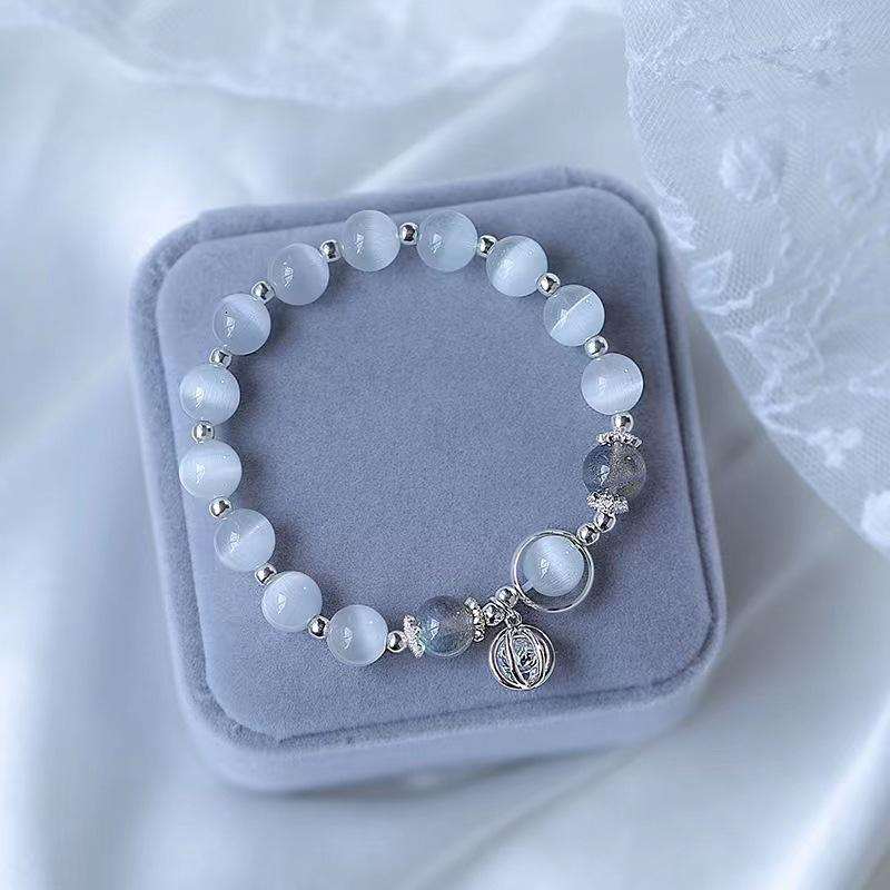 Vòng Tay Mắt Mèo Quả Cầu Zircon Màu Đen, Dành Cho Nữ, Vòng Tay Hạt Tròn, Phong Cách Tươi Mới Mùa Hè, Thanh Lịch Và Làm Sáng, Bạn Thân, Hàng Mới Về 5