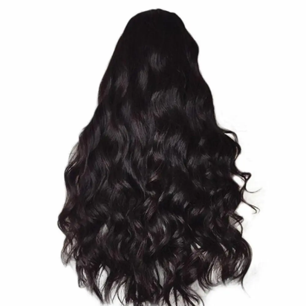 Women Fashion Wigs Women Full Mid-point Big Wavy Long Curly Hair Black Wig Fluffy