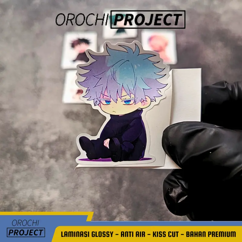 Sticker Stiker Anime JUJUTSU KAISEN Karakter Chibi Series Head Cute Kawai Vinyl Glossy Anti Air HP Laptop Tumbler Motor Helm 2