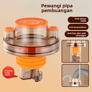 Alat hebat anti-bau balik untuk saluran air limbah dapur – tutup kedap udara anti-bau, tutup lubang saluran, saluran pembuangan 52, dan sambungan tiga arah untuk mesin cuci