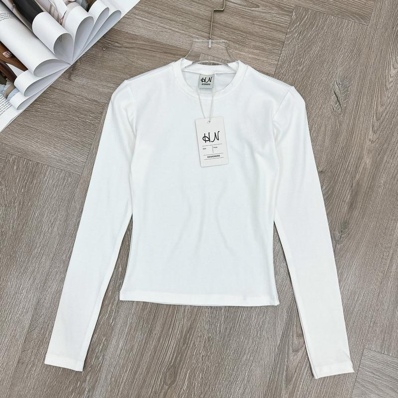 D042 _Áo Thun Tay Dài Cổ Tròn Thun Zip Lụa QC