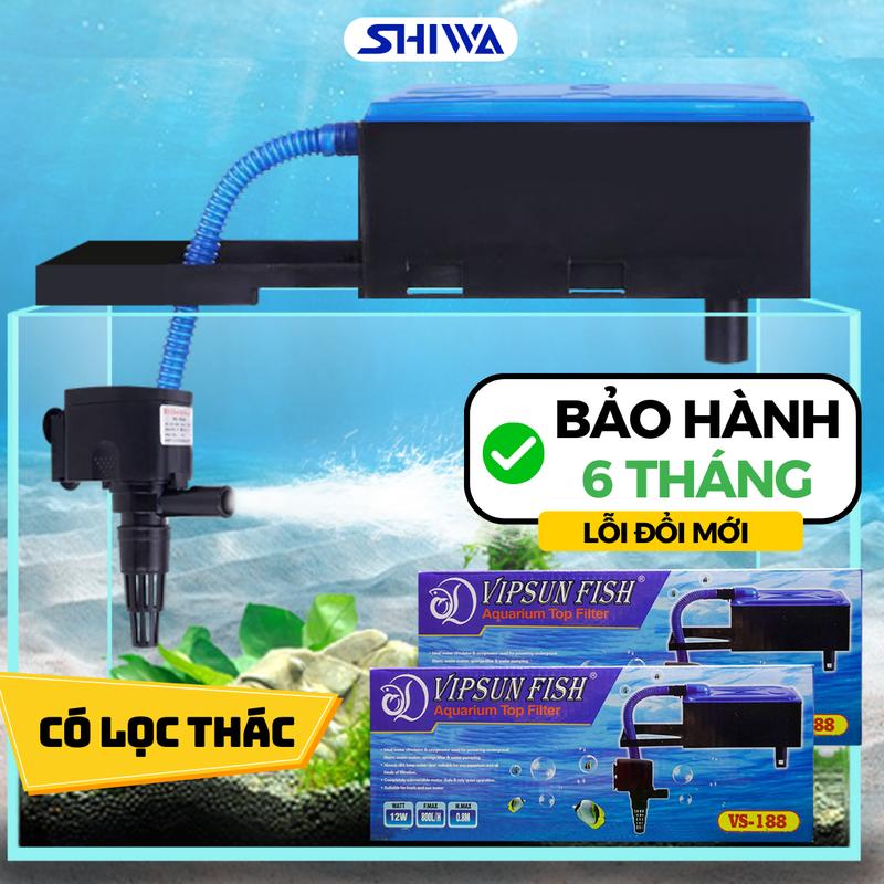 Máy Bơm Lọc Nước Hồ Cá - Bộ Lọc Máng Đủ Size Cho Bể Cá - Vipsun VS188/ VS288/ VS388/VS9800/VS10800 - Tặng Kèm Bông Lọc Shiwa