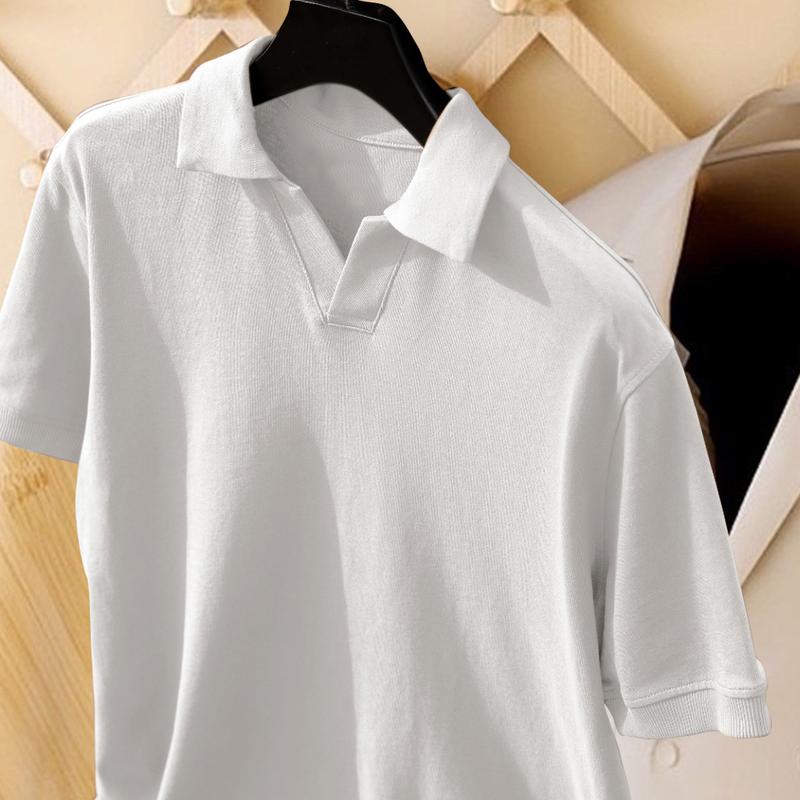 Áo thun nam, áo polo nam cổ V nam tính, vải mềm mát Menswear Cộc Tay Shirt 4