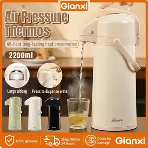 【Tahan panas 48 jam】GIANXI Termos Air Panas，Termos Tekanan 2.2L Kapasitas Besar, Praktis Untuk Dibawa-bawa