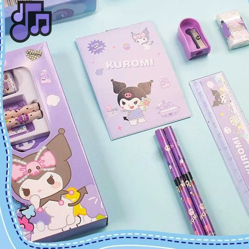 Kotak Pensil Anak Set 7 in 1 Stationery Hadiah Anak Sanrio Alat Tulis Set Kuromi My Melody Cinnamorollbrae 2