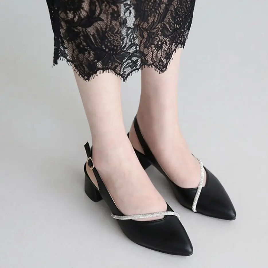 Sandal Heels Wanita Dione Hak 5cm Big Size 36 - 45 Putih Putih