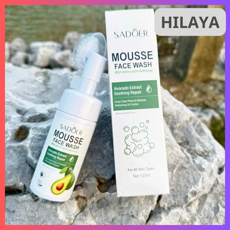 HIALYA Sữa rửa mặt Bọt Khoáng Bơ SADOER có đầu cọ 120ml - Hỗ trợ kháng khuẩn giảm mụn cho Nữ Women Skincare sữa _ Cho Bé Dưỡng Ẩm Da