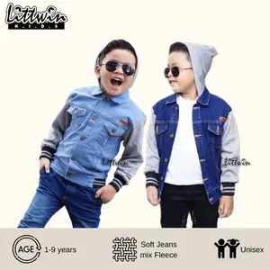 Jaket Jeans Anak Kombinasi Fleece / Jaket Jeans Anak Dilan fashion hoodie