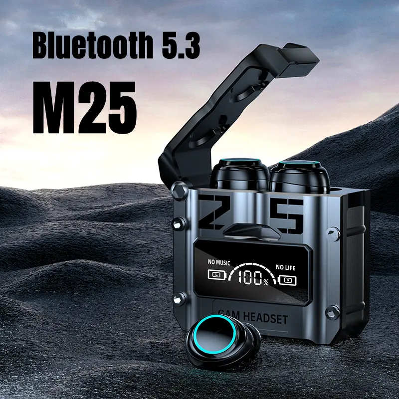 Tai nghe Bluetooth không dây, M25, Tai nghe chơi game TWS mecha, Độ trễ thấp, Điều khiển cảm ứng, Tai Nghe Nhét Tai 0