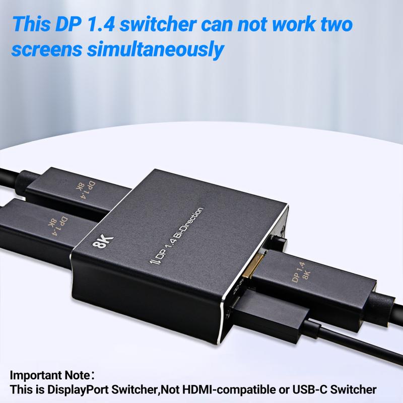 Bộ chuyển đổi bộ chuyển đổi, Labfvke, Bộ chuyển đổi DisplayPort hữu ích và đáng tin cậy, Nhiều nguồn DisplayPort 14 1X2 2x1, Bộ chuyển đổi DP chuyên nghiệp và thực tế, Thích hợp cho rạp hát tại nhà, Thuận tiện, Bộ chuyển đổi DP 14 1X2 2x1 0