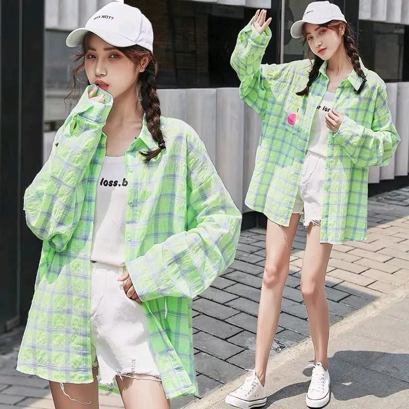LUNE - Kemeja Smile Neon Kotak2 Import G Good D 593 0