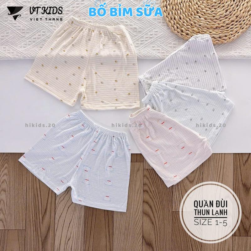 (Set 5/10) Quần Đùi Quần Chục Thun Lạnh Màu Cho Bé Gái Bé Trai 4-15kg Vải Mềm Mát Phối Họa Tiết [QL114] Hi kids