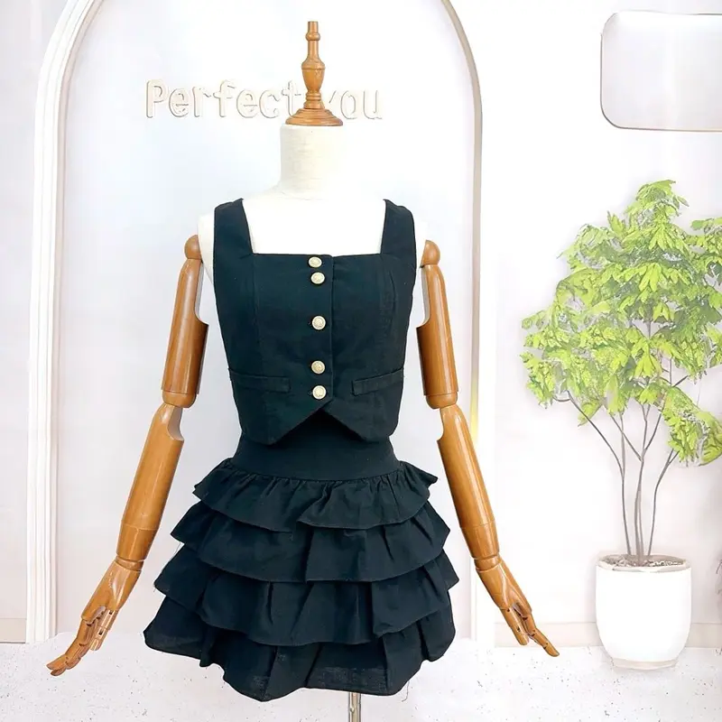 Bộ Set Cổ Vuông Áo Kaki Xin Xõ Váy 3 Tần Cho Nữ - Chất liệu Kaki Xin Xõ, Mặt Thoại Mại Dễ Chịu Women Dress 4