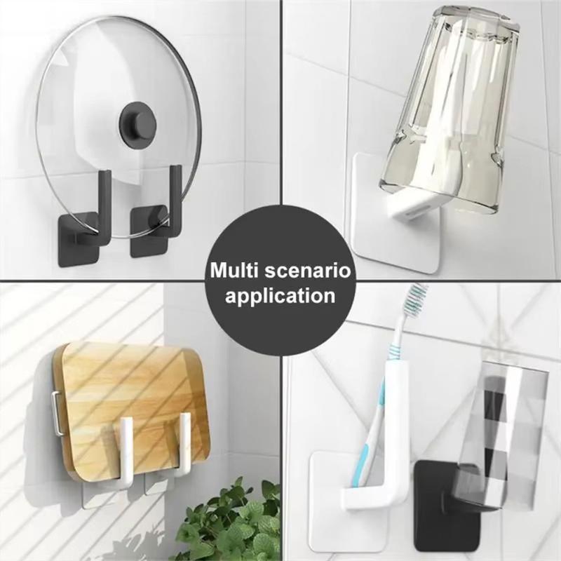 L-Shape Hat Hook Rack Multifunction Self Adhesive Wall-Mounted Creative Hanging Storage Organizer for Kitchen Bathroom 3