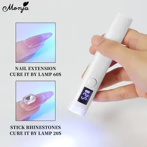 Monja Portable Mini Lampu Pengering Kuku LED Putih dengan Layar LCD & USB Charger untuk Manikur Profesional dan Keluarga Desain Portabel Lensa Konvex 5x Output 20s dan 60s