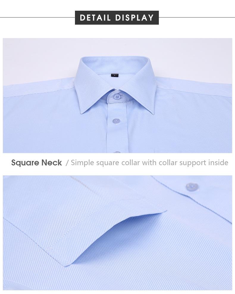 Product Introduction of Ss24 Men's French Style Shirt Business Dress Long Sleeve Shirt Solid Color Blue Striped Shirt Twill Business Style All-Match 15