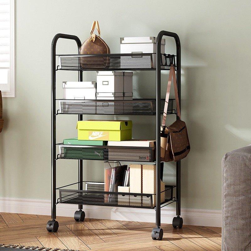 Kệ đựng đồ 4 tầng đa năng phun sơn tĩnh điện có bánh xe di chuyển, khay lưới sắt có thể tháo rời, Bảo hành 6 tháng đổi trả miễn phí kệ  giuờng tủ  sách kệ góc  đựng quần áo Kitchen Kitchen