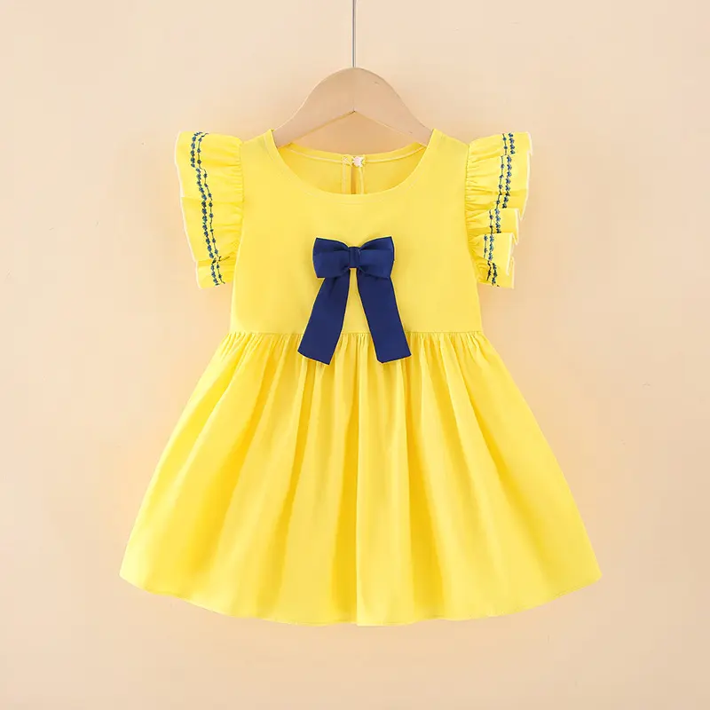 Girls' Dress 2025 New Children's Clothing Big Kids Bowknot Princess Dress Girls' Dress