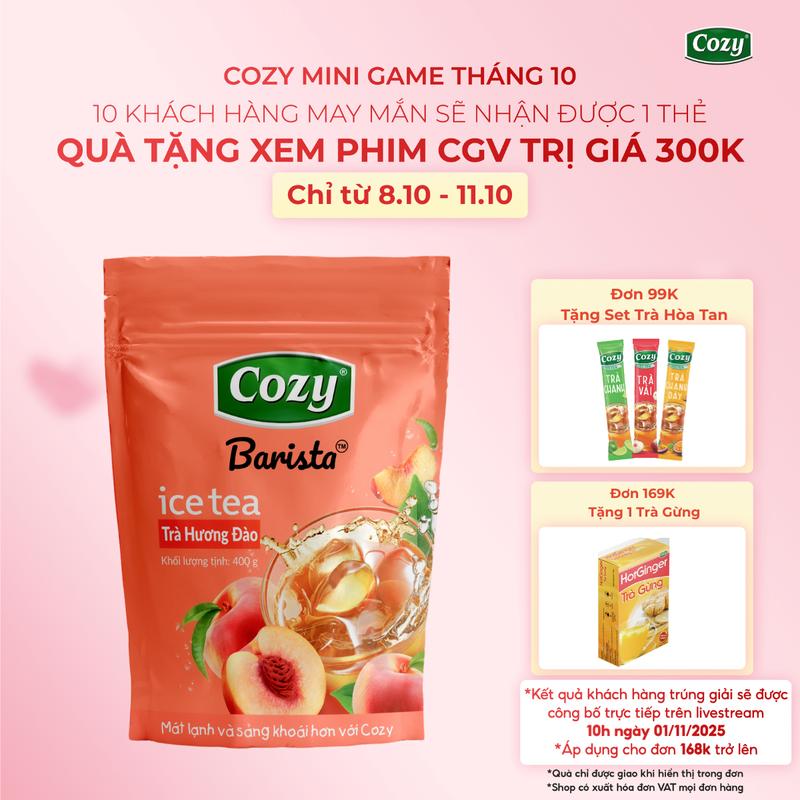 [DEAL SỐC] Trà Cozy Ice Tea, Trà Đen Các Vị Trái Cây Hòa Tan Trà Đào Trà Chanh Sâm Bí Đao, Dành Pha Chế, Làm Thạch Rau Câu Gói 400g