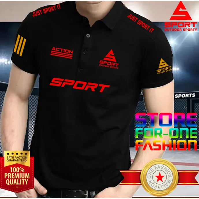POLO ACTION SPORT 7TITIK 5RED2GOLD LOGO SABLON / Pakaian Baju Pria dan Wanita Dewasa Terbaru