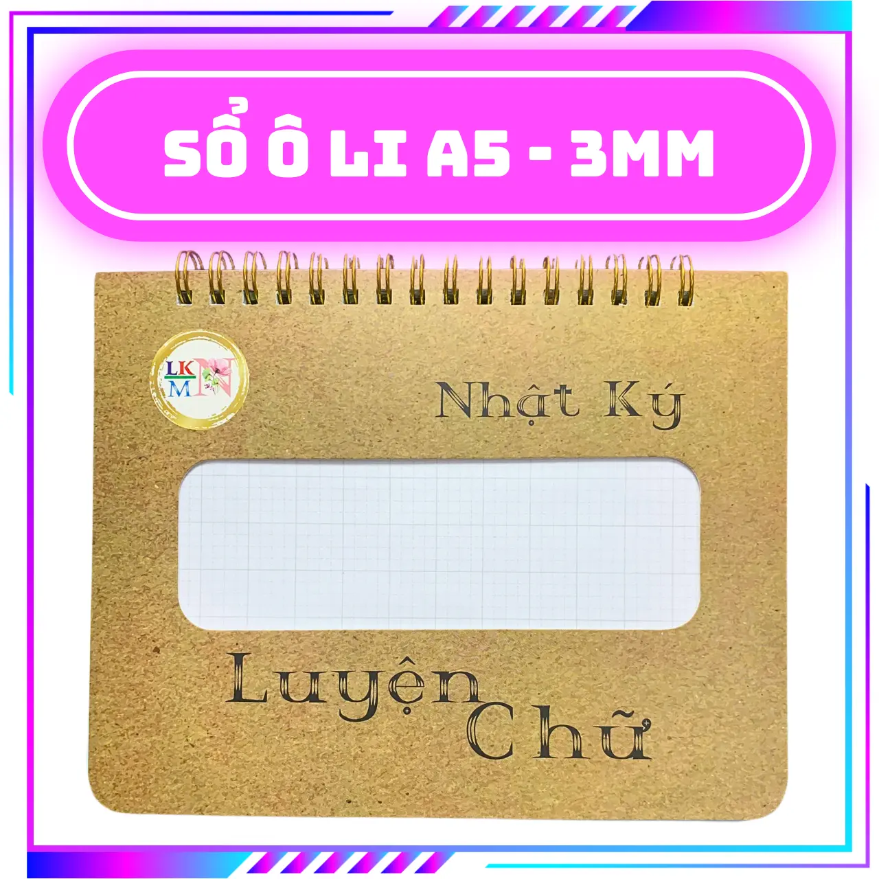 Giấy Hoa - Sổ Lò Xo Luyện Chữ Đẹp A5, 100 Trang, Định Lượng Giấy 120gsm