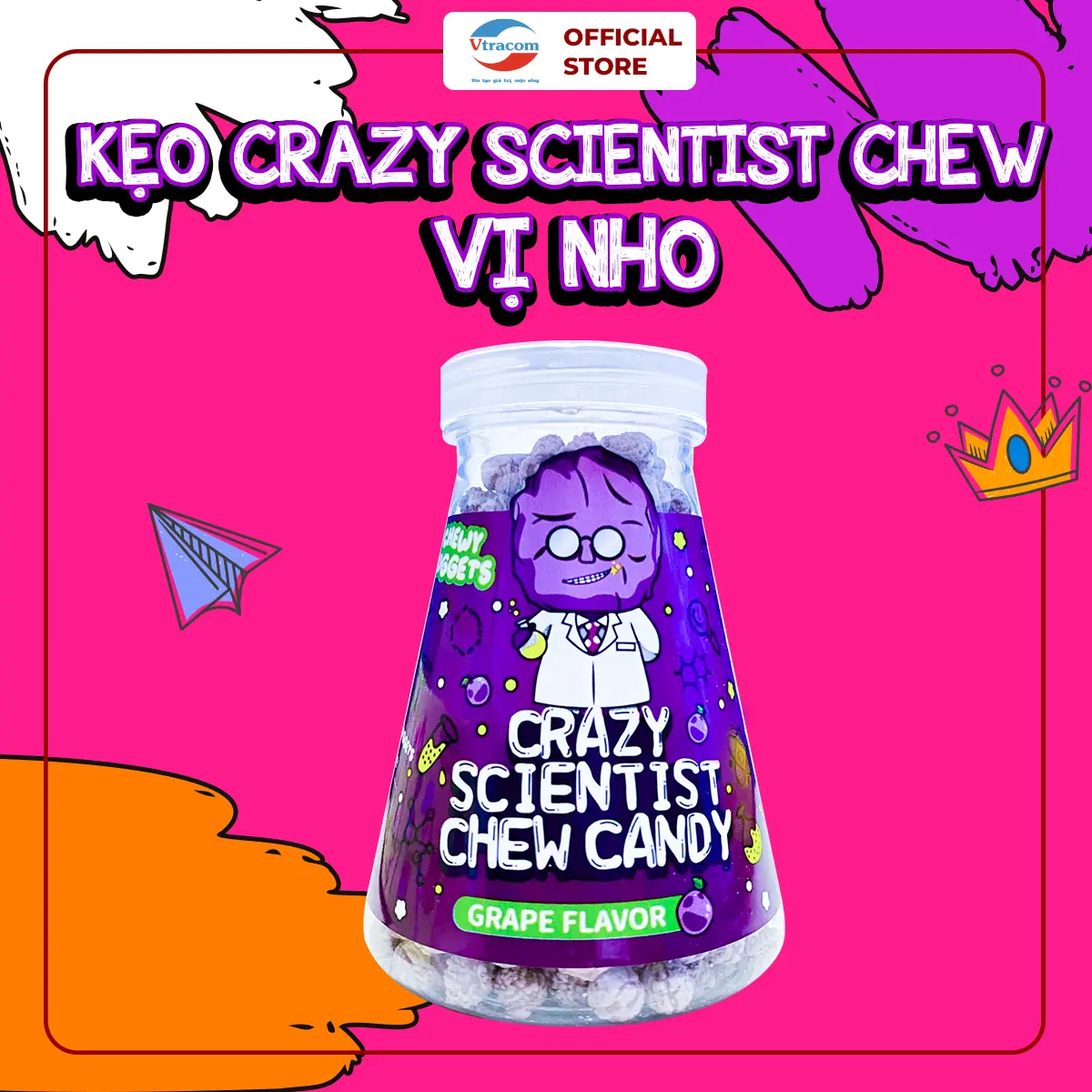 Kẹo Chew Nho - Kẹo Crazy Scientist 80g - Ăn Vặt