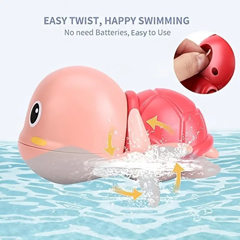 Random Cartoon Turtle Design Bath Toy, 1 Count Cute Animal Design Wind Up Bath Toy, Bath Toy For Kids 4