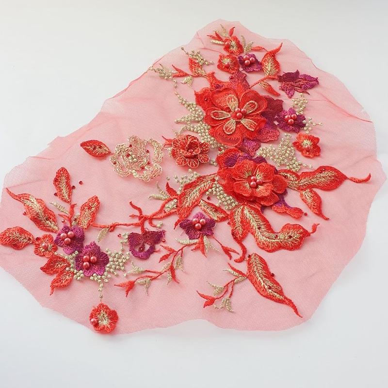 Product Introduction of Fashion Elegant Colorful Sequined Embroidery Patches 3D Flower DIY Embroidered Floral Patches Sewing On Patches Dresses 11