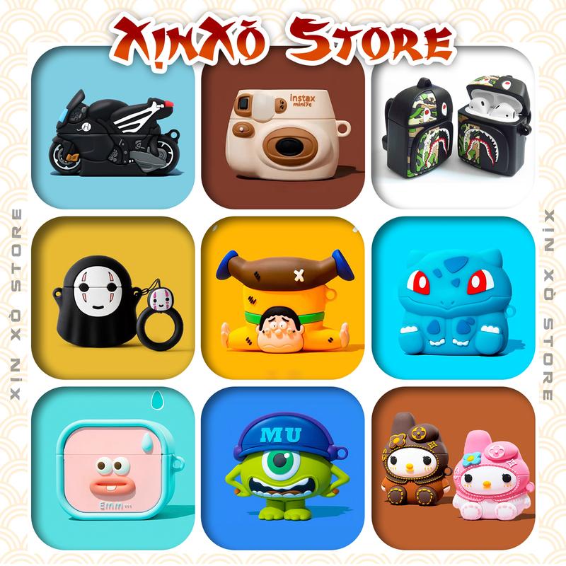 Vỏ Ốp Case airpod 1 2 3 pro gen 2 pro 2 kèm móc khóa bao đựng tai nghe không dây bluetooth airppod - XỊN XÒ Store