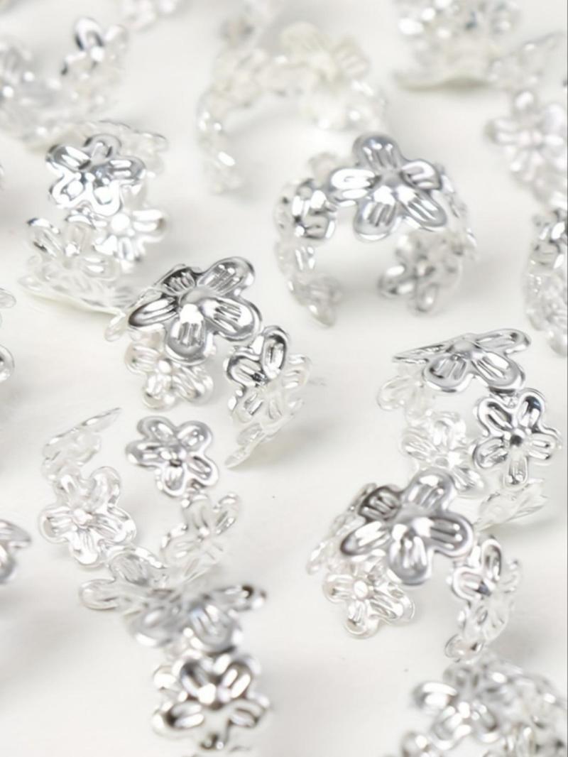 Product Introduction of Vintage Flower Decorative Hair Rings, 40pcs/set Fashionable Hair Accessories for Women & Girls, Trendy All-match & Exquisite Hair Accessories for Daily Hairstyle Decoration 6