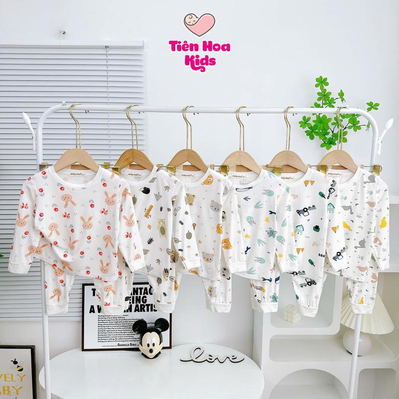 [Bé 7-32kg] Bộ Dài tay trắng in toàn thân chất Thun Lạnh mềm mịn mát cho bé trai, bé gái mặc ngủ đi học Quần