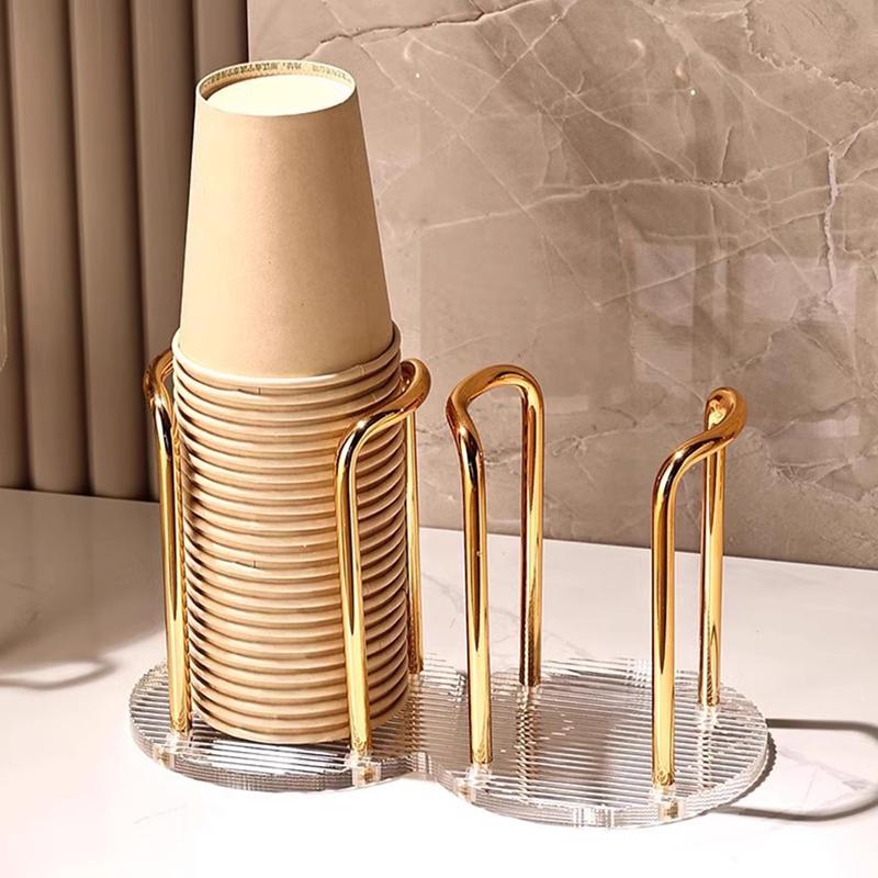 Acrylic Disposable Cup Holder Storage Shelf Water Tea Cups Dispenser Storage Rack For Home & Office 0
