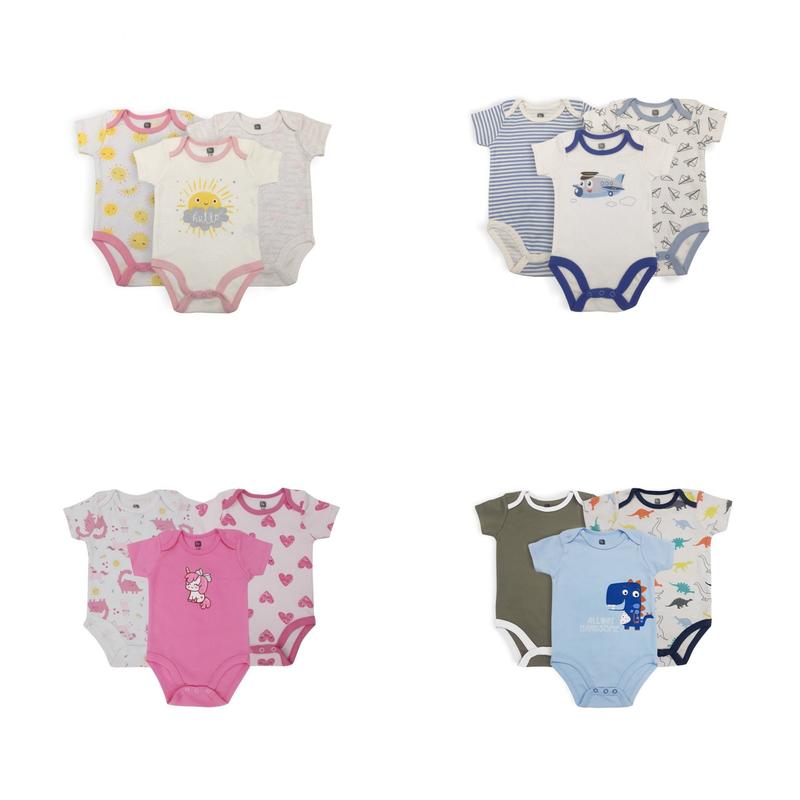  Combo 3 áo liền quần ngắn tay vải Cotton xuất dư cho bé sơ sinh 0-12 tháng  TẶNG MÓC - BC08 
