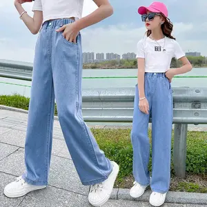 Celana Kulot Jeans Perempuan polos Karet