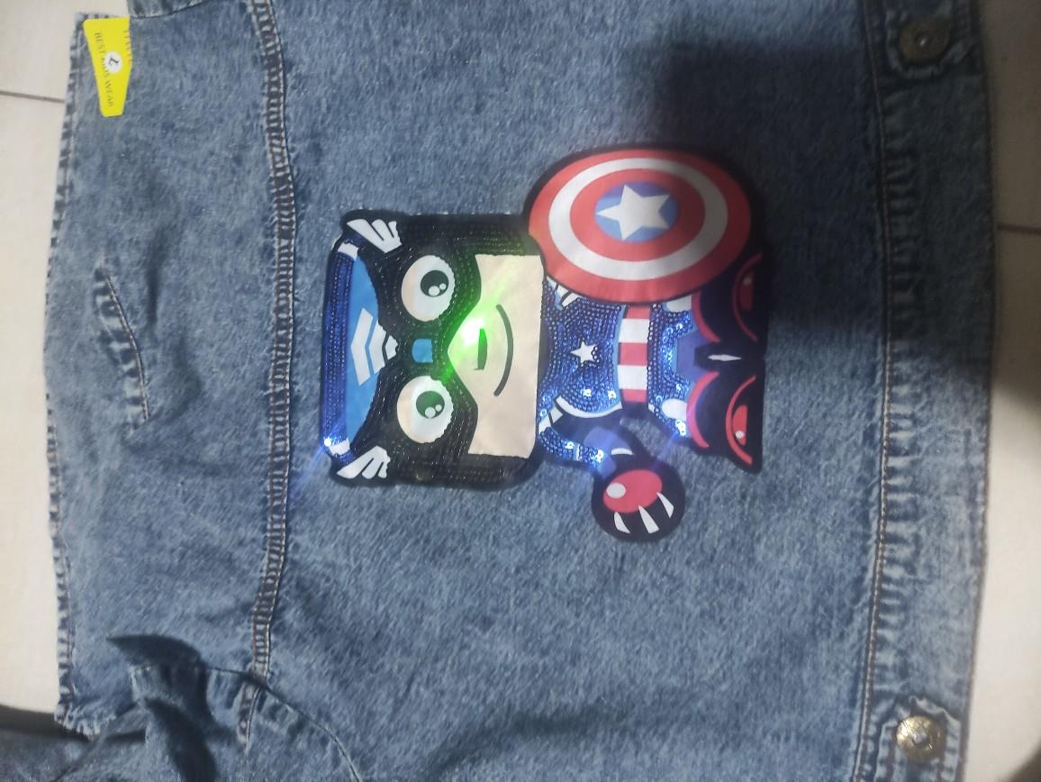 JAKET JEANS ANAK GAMBAR 3D,LOL NYALA KARAKTER SUPER HERO, BULU, PITA& POLOS USIAH 1-10 TAHUN,PEREMPUAN/LAKI-LAKI Denim dasar 3-4 tahun